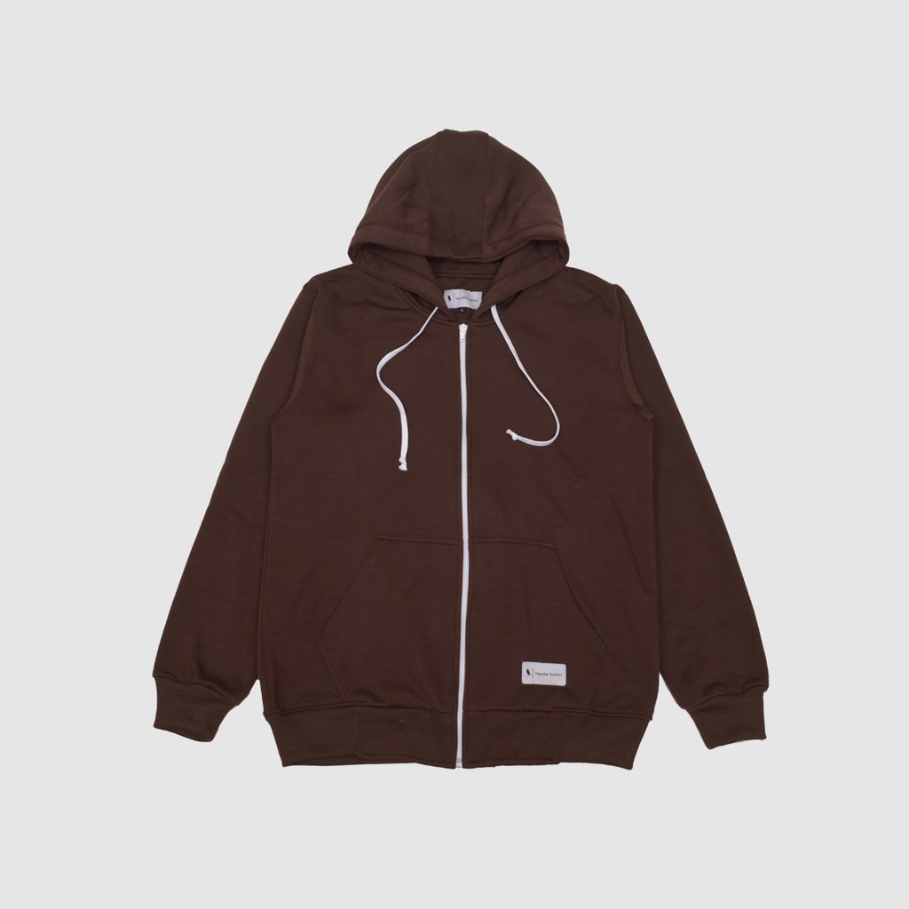 Jual Hoodie Addict - Zipper Hoodie Dewasa Polos Warna Cokelat Kopi | Shopee Indonesia