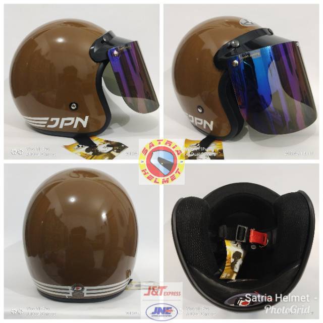 Jual Helm Bogo Jpn Retro Klasik Coklat Glossy | Shopee Indonesia