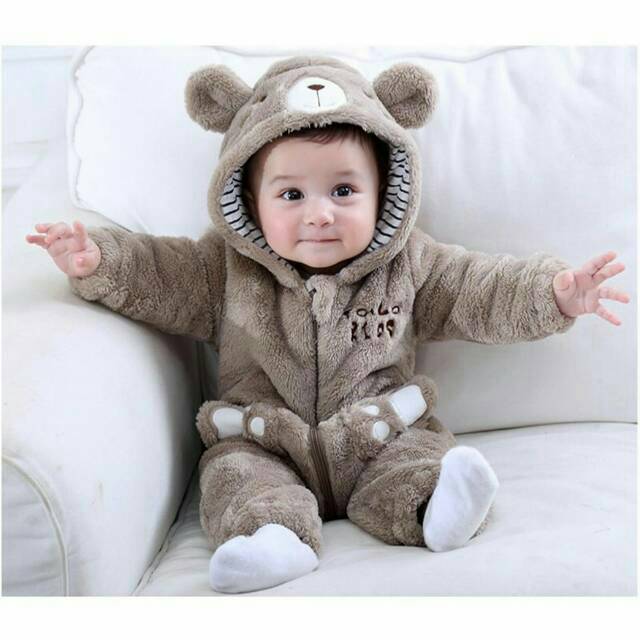 Jual Kostum romper jaket bulu tebal hoodie lucu beruang teddy bear