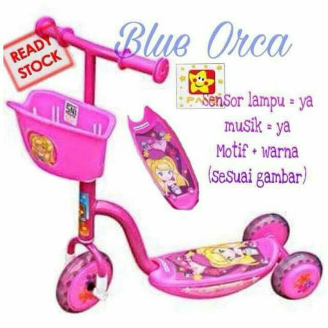 Jual Pmb S 01 Mainan Anak Skuter Roda 3 Pink Sensor Musik Lampu Pmb S01 | Shopee Indonesia