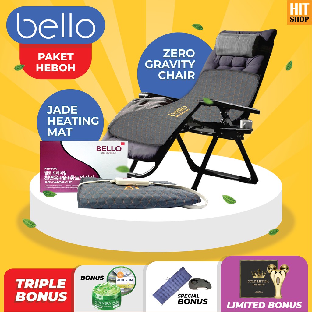 Jual Bello Paket Zero Gravity Chair + Jade Heating Mat, Bonus Gold