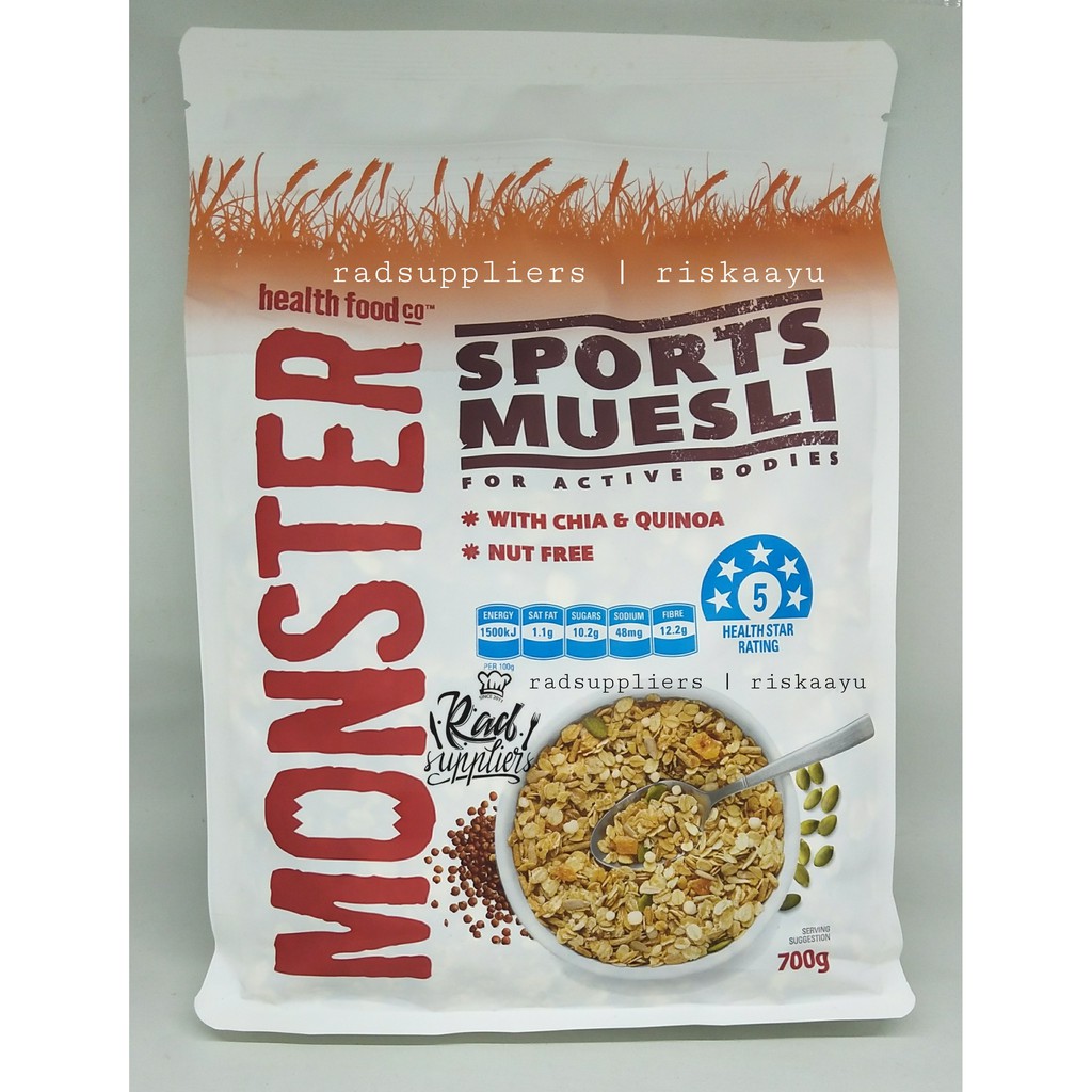 Monster Muesli, Sports Muesli 700gr, For Active Bodies, W/ Chia&Quinoa.. BEST PRODUCT!! Shopee