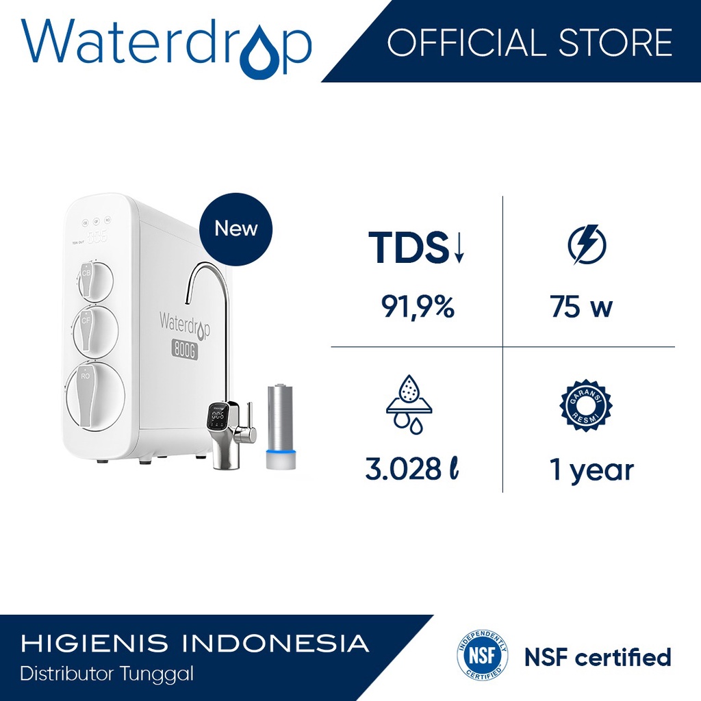 Jual Waterdrop G3P800 Reverse Osmosis Water Purifier (Filter Air Minum