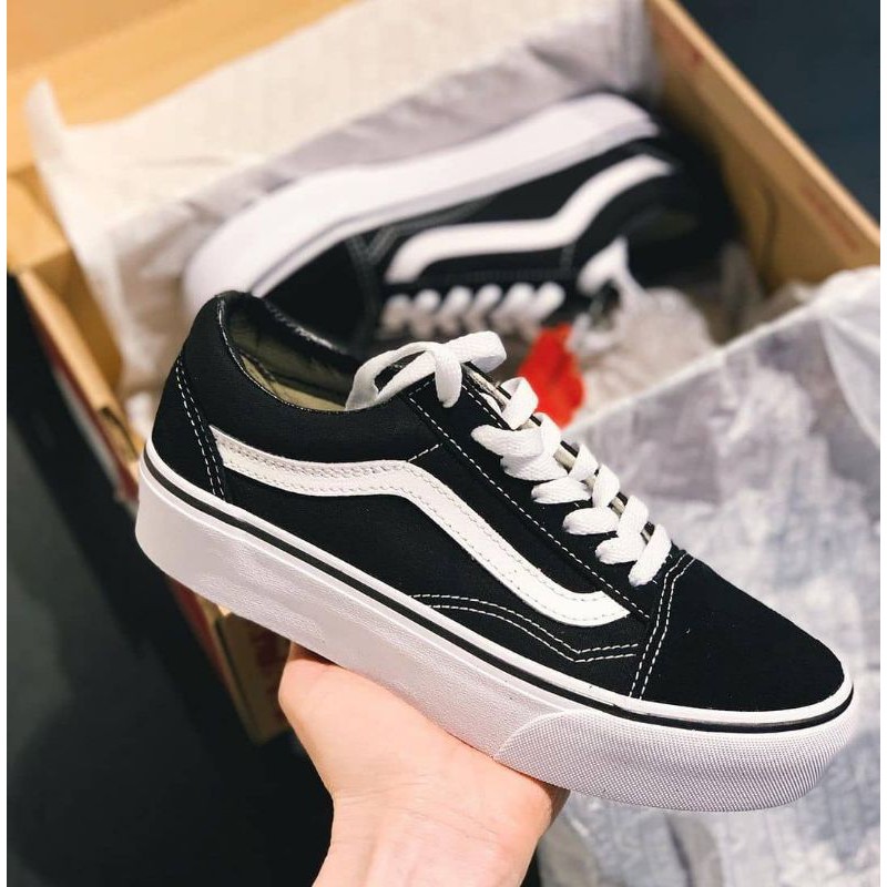 Jual Vans Women Old Skool Platform - Black / White | Shopee Indonesia