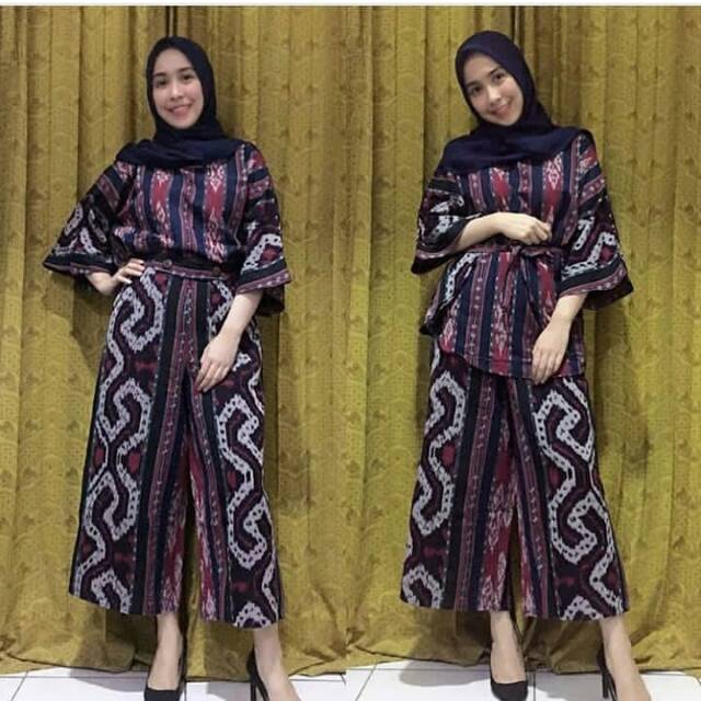 Setelan celana kulot dan atasan kain tenun ikat troso etnic | Shopee  Indonesia