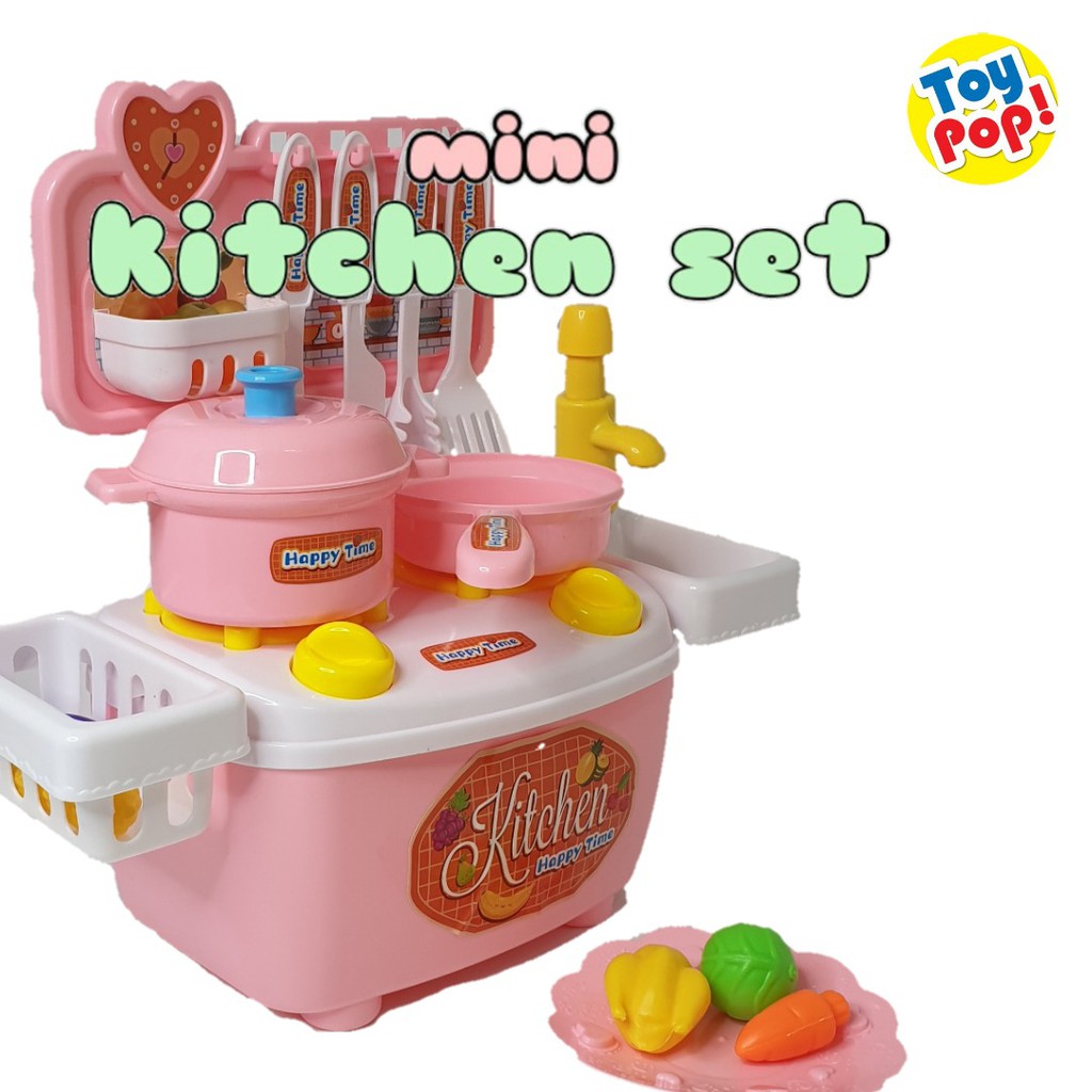 Mainan anak perempuan mini kitchen set masak masakan pink lengkap