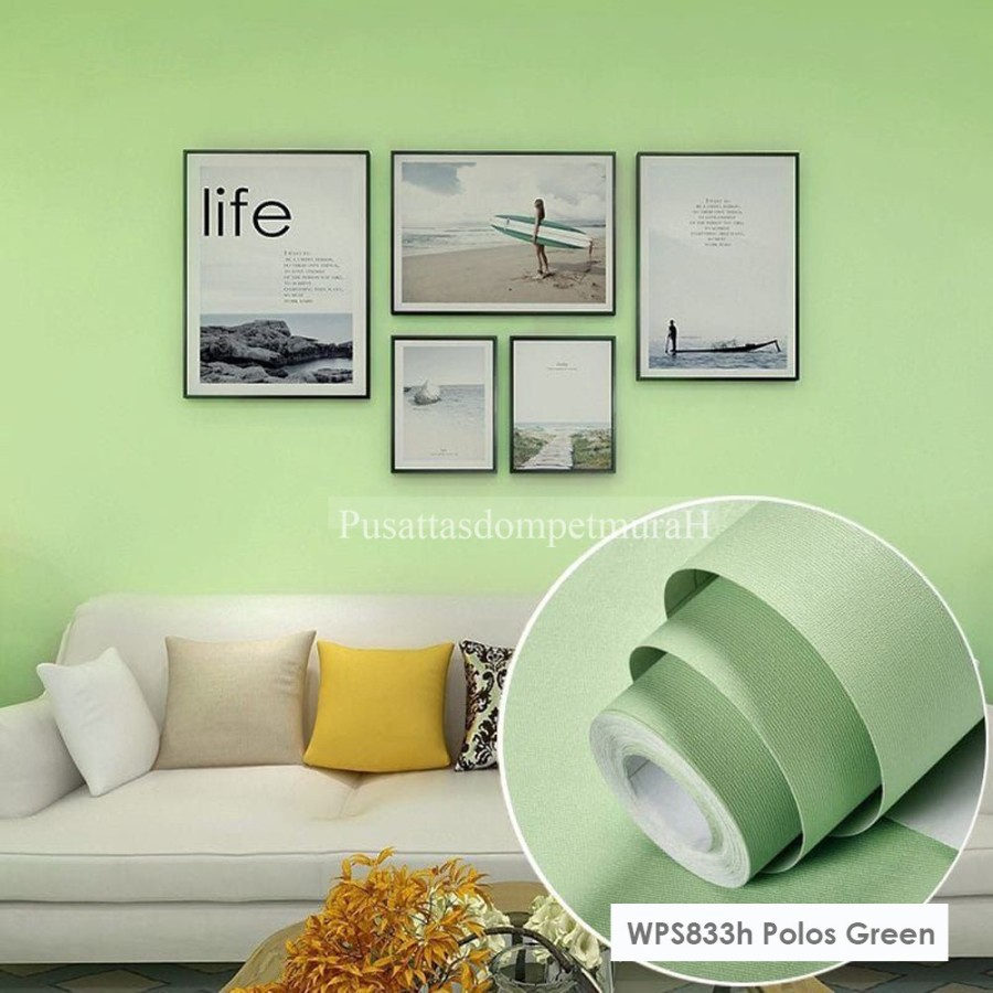 Jual Wallpaper Dinding Warna Hijau Polos Dekorasi DInding Ruang Tamu Atau Kamar Stiker Dinding