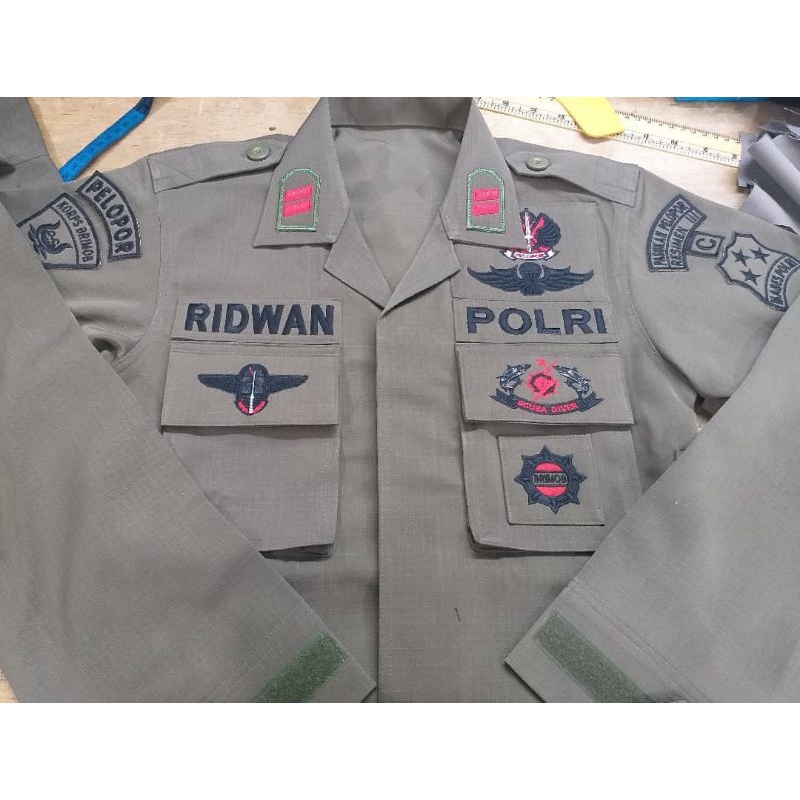 Jual Seragam Pdlt Hijau Brimob Brivet Biasa | Shopee Indonesia