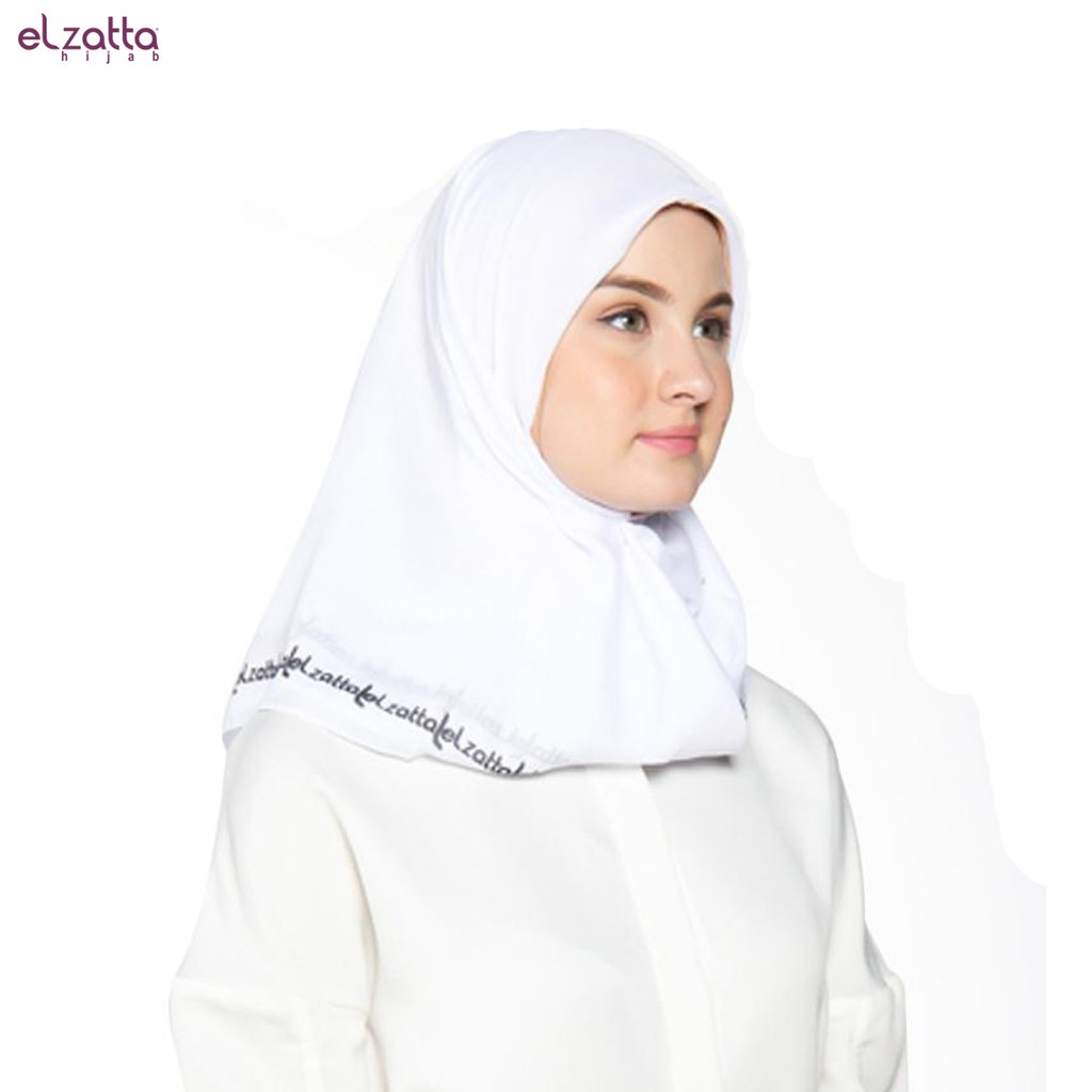 Paling Baru Kerudung Elzatta Segi Empat Polos Warna Putih Mede Linmin