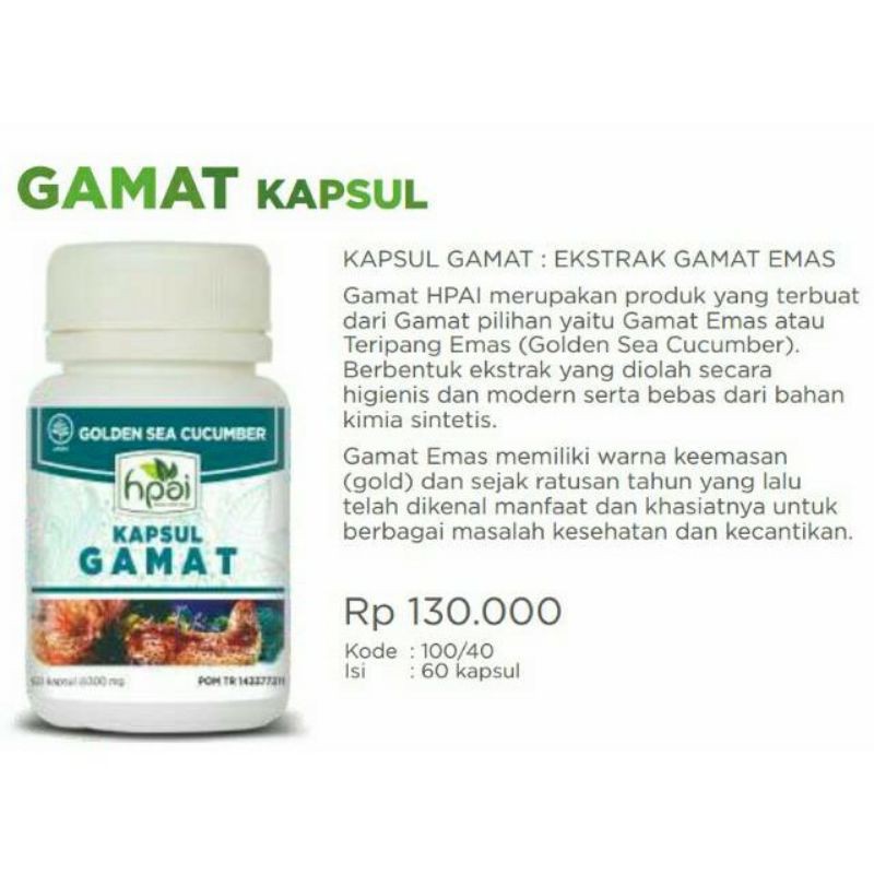 GAMAT KAPSUL HNI HPAI | Ekstrak Teripang Emas | Herbal Untuk Nyeri Sendi |  Shopee Indonesia