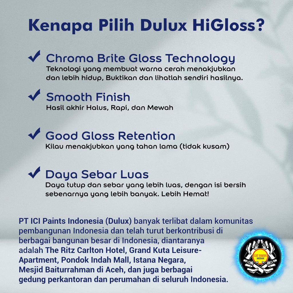 CAT MINYAK CAT KAYU DAN BESI DULUX CATYLAC HIGLOSS 1 KG WARNA