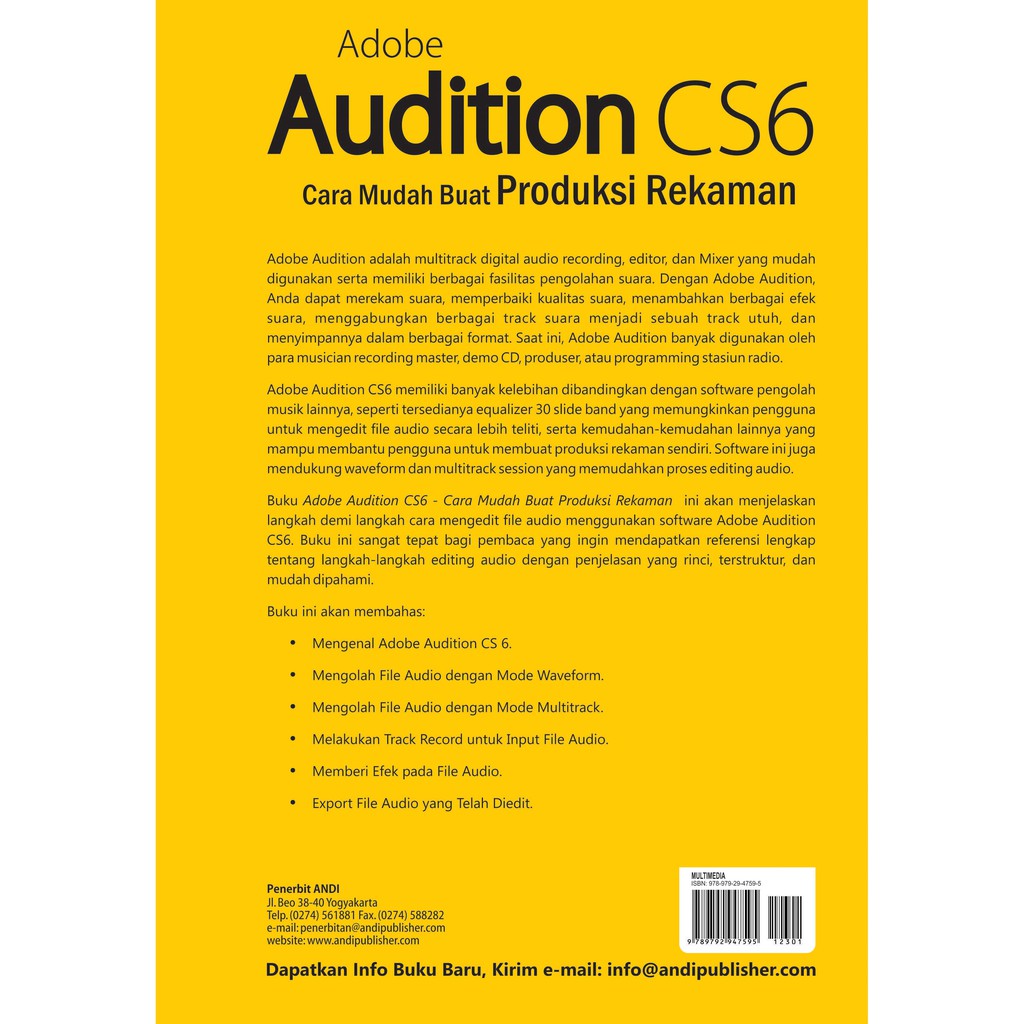 BUKU ASLI Adobe Audition CS6, Cara Mudah Buat Produksi Rekaman | Shopee  Indonesia