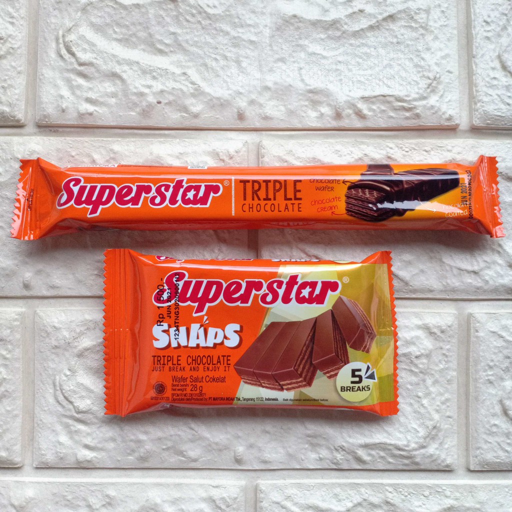 Jual Wafer Superstar Super Star Snaps Snap Triple Chocolate Coklat Cokelat Cemilan Snack Makanan Ringan | Shopee Indonesia