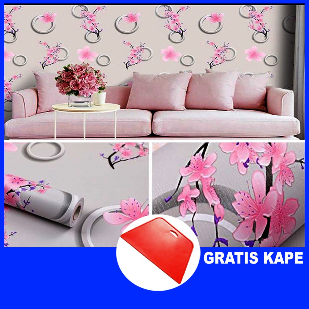 Jual Wallpaper Stiker Dinding Motif Bunga Sakura Pink / 1 KG MUAT 3 ROLL Shopee Indonesia