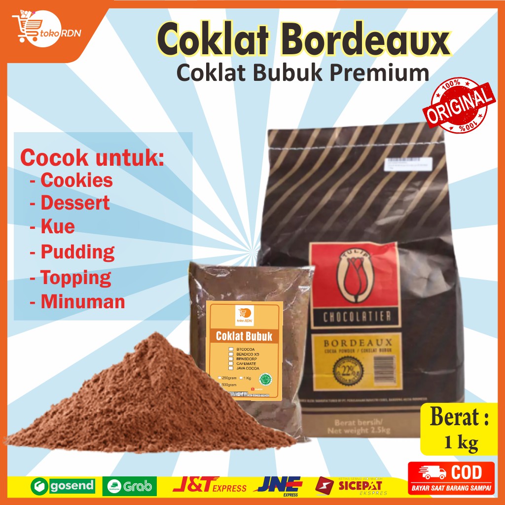 Jual Coklat Bubuk Tulip Bordeaux 1Kg - Original Bordeaux Deutch Cocoa Powder (Repack) | Shopee Indonesia