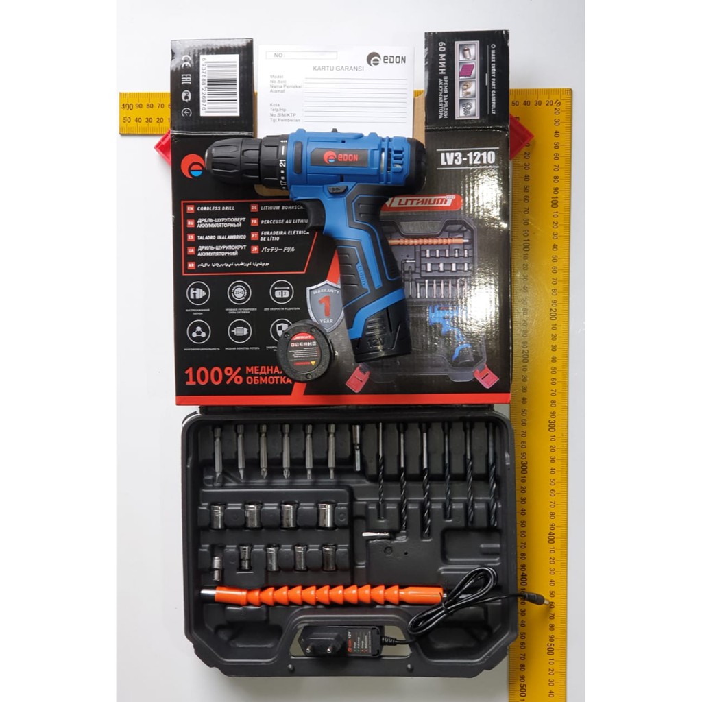 NANKAI 2 BATERAI Cordless Drill bor baterai 12 V charger