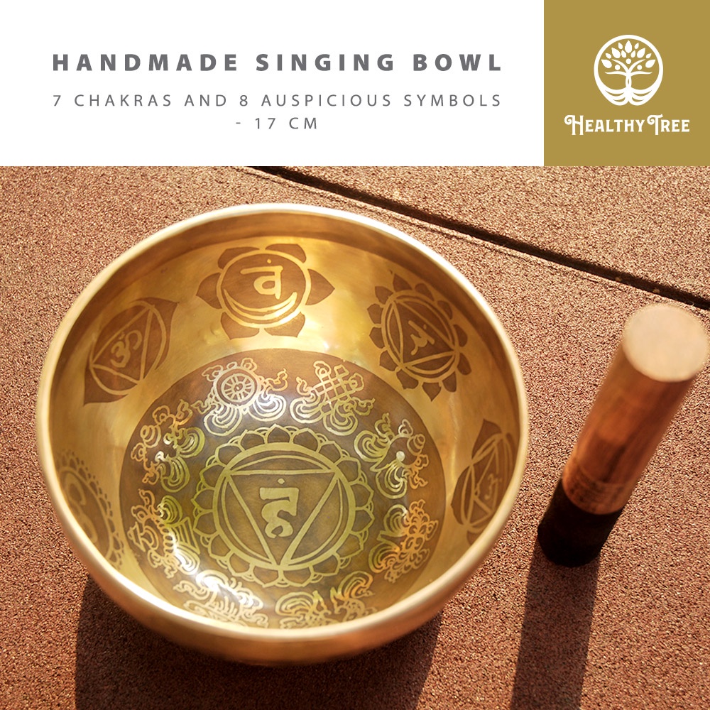 Jual Tibetan Singing Bowl Handmade 7 Chakras and 8 Auspicious Symbols