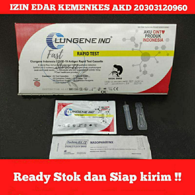 Jual check swabs rapid hidung antigens merk clunggen isi 25 pcs