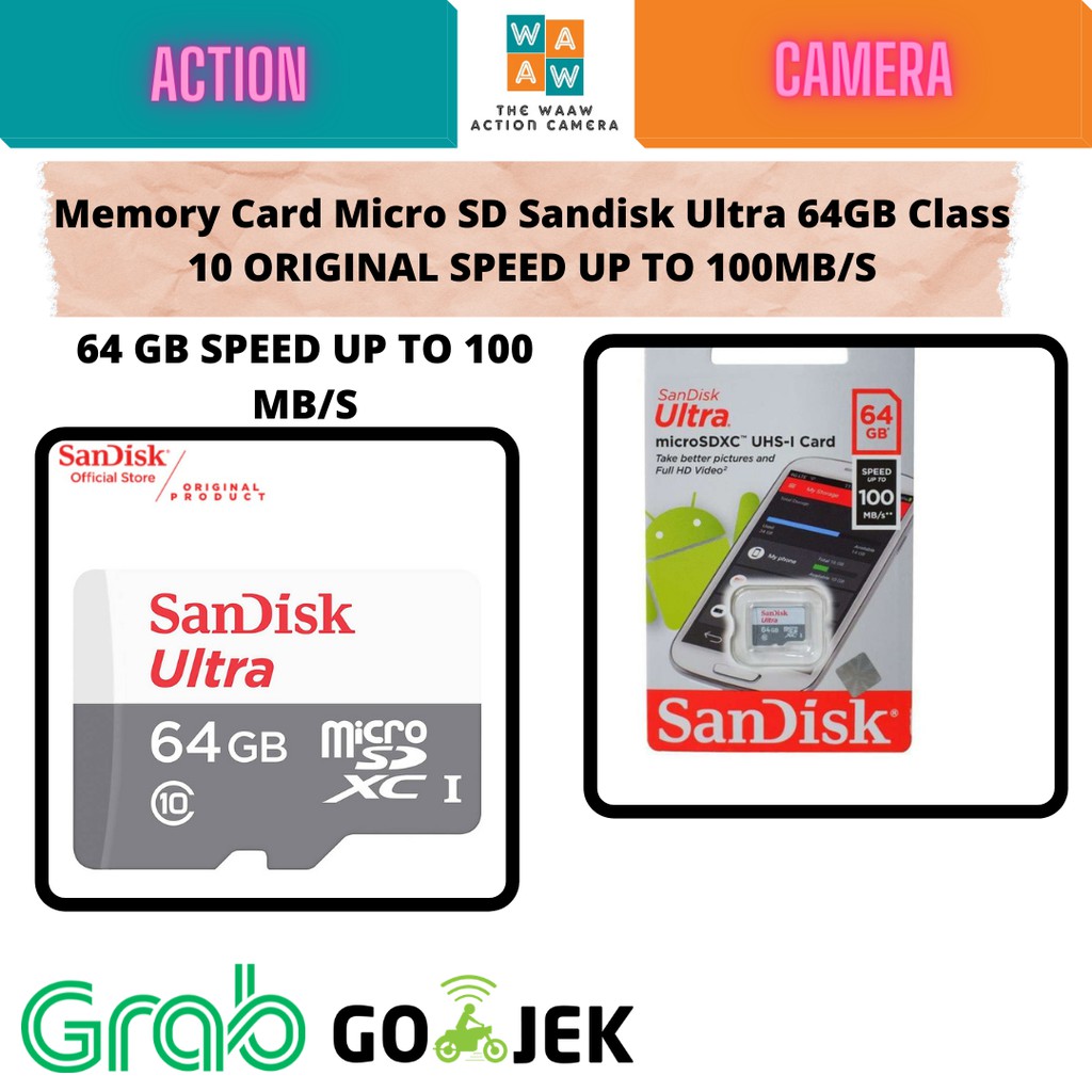 Jual Memory Sandisk Ultra 64Gb Original Class 10 64 Gb Mmc Memory Card Action Camera Go Pro Hp | Shopee Indonesia