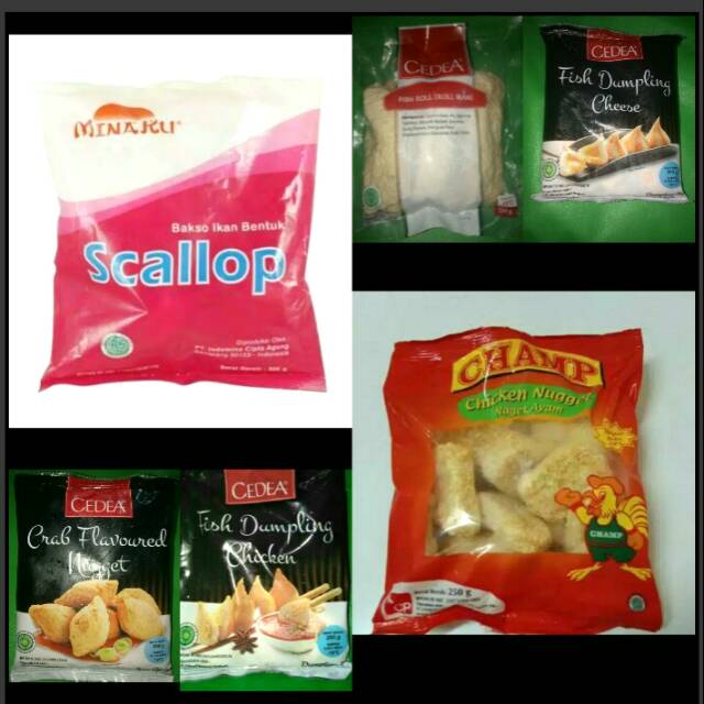 PAKET CEDEA DUMPLING AYAM, CHEESE, CRAB NUGGET, FISH ROLL, CHAMP NUGGET