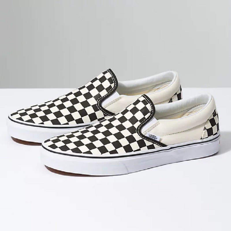 Jual Vans Sepatu Classic Slip On Black & White Checkerboard White | Shopee Indonesia