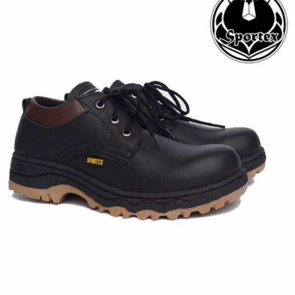 Jual Kekinian Sepatu Pria Safety Mens Shoes Kulit Sintesis Ujung Besi