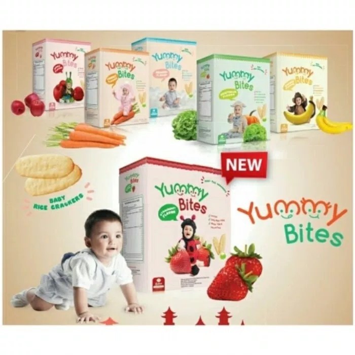 Jual Yummy Bites Baby Rice Crackers / Cemilan Biskuit Bayi Untuk 6 bulan + Kesukaan Si Kecil