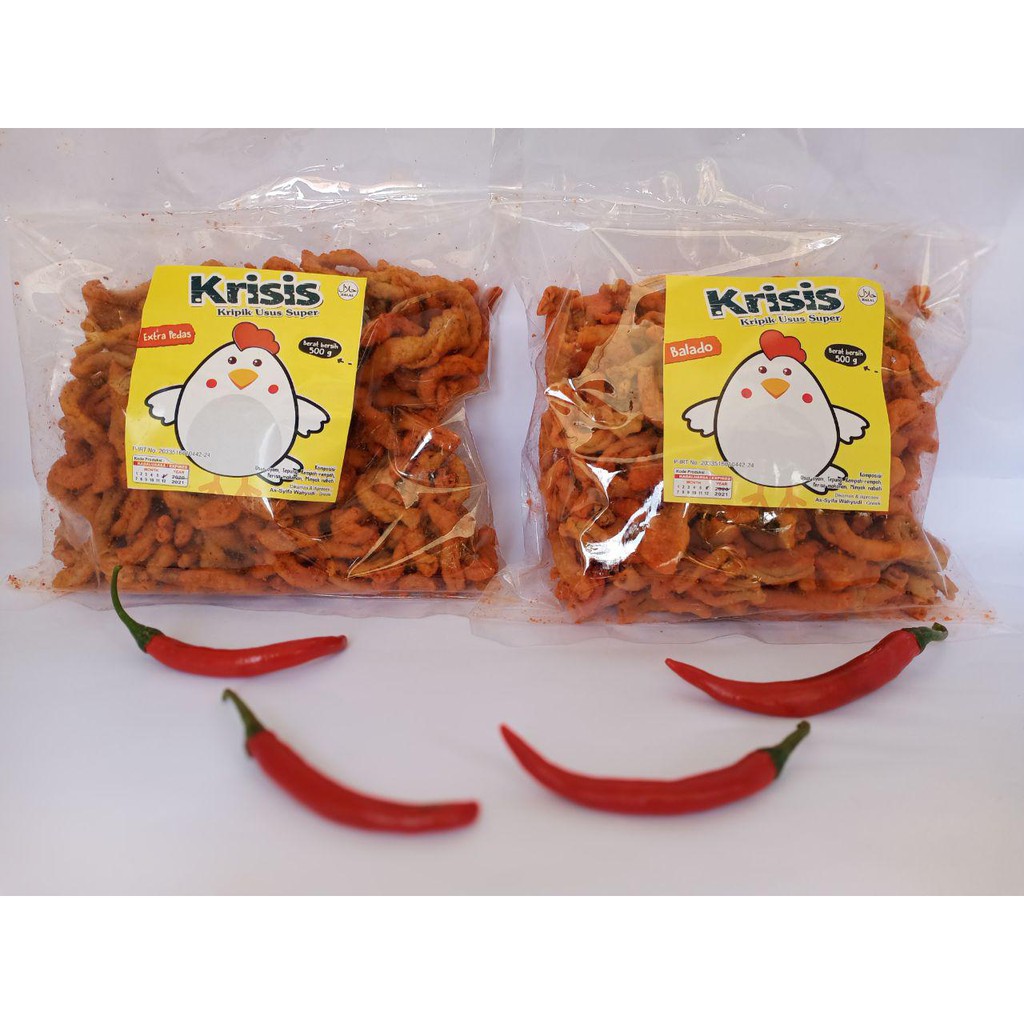 Usus Ayam KRISIS Kripik 500 Gr Rasa Extra pedas dan Balado Enak Gurih