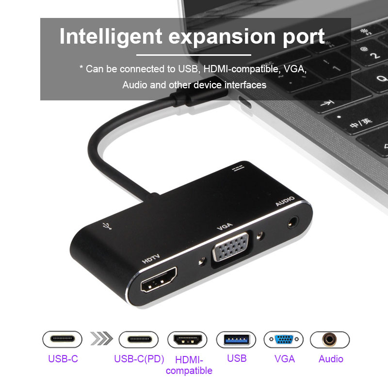 Jual 5 In 1 Qgeem Usb C Hdmi Vga Adapter Untuk Xiaomi Notebook Macbook Pro Tipe C Ke Hdmi Kabel 4 K Konverter Usb Tipe C Vga Splitter Hub | Shopee Indonesia