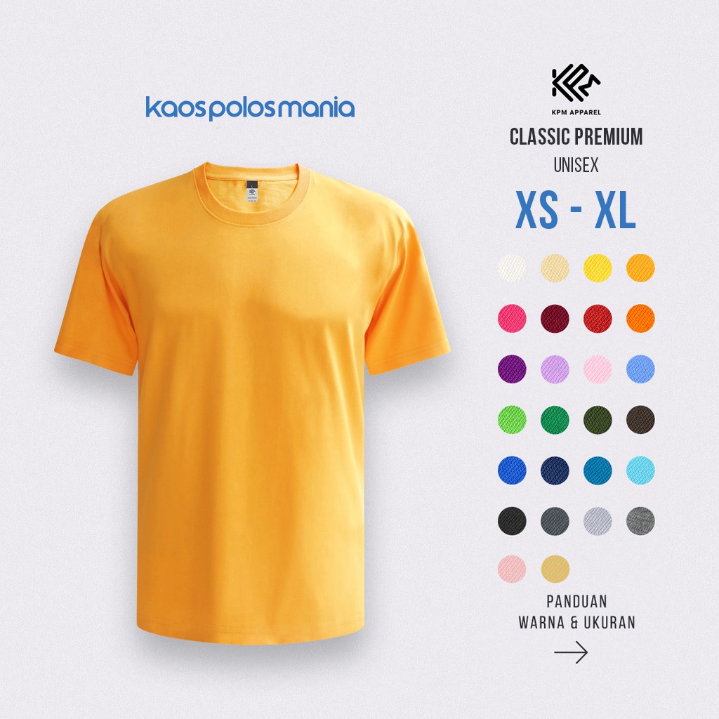 Kaos Polos KPM Apparel Classic Premium Size Dewasa Cotton Combed 20s