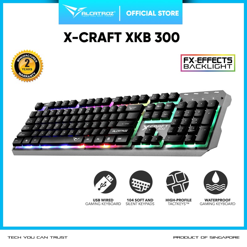 Jual Alcatroz XCraft XKB300 Spill Proof Gaming Keyboard with 9