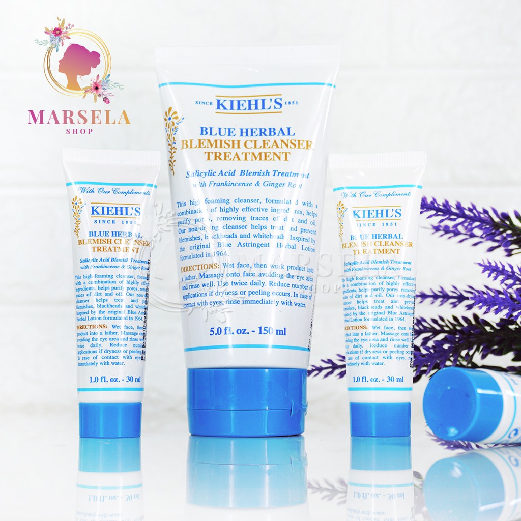 Kiehls Blue Herbal Blemish Cleanser Treatment 150ml / 30ml Shopee