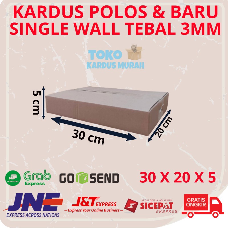 Jual Kardus Box Karton Kardus Baru Kardus Polos Tebal 3Mm Single Wall Harga Per Lembar Ukuran 30 X 20 X 5 Indonesia|Shopee Indonesia