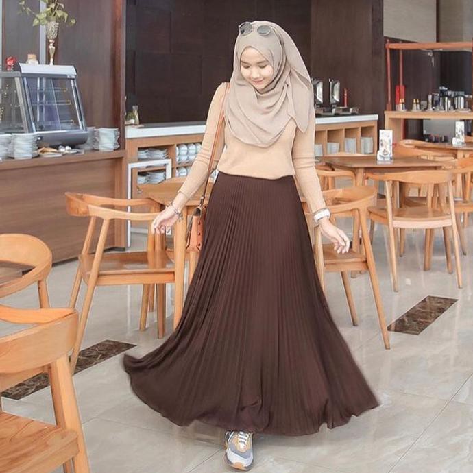 Jual Rok Plisket Premium Mayzaa.id Dark Brown/Coklat Tua Rok | Shopee Indonesia