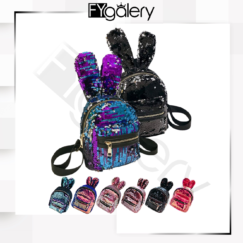 FYGALERY FYG1389 Ransel Belakang Telinga Tas Sekolah Anak Berkilau