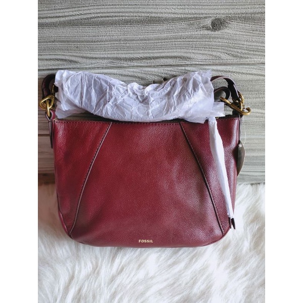 Jual FOSSIL Skylar Crossbody bag leather Wine Shopee Indonesia