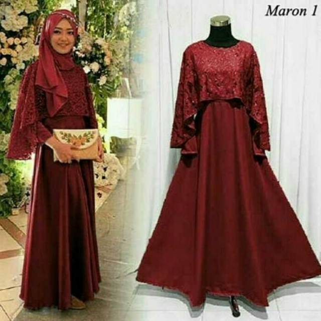 Jual Olivia Syari Brukat Gamis Jumbo Big Size Ukuran S M L XL XXL XXXL