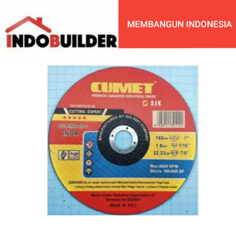 Jual BATU GERINDA POTONG BESI STAINLESS 7 INCH X 1.6 MM CUMET / CUTTING  WHEEL MATA GERINDA CUT OFF 7 INCH Indonesia|Shopee Indonesia