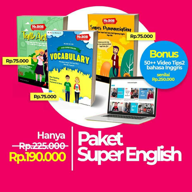 COD🆗 [Paket 3 Buku] Jago Ngomong Bahasa Inggris Mr.BOB