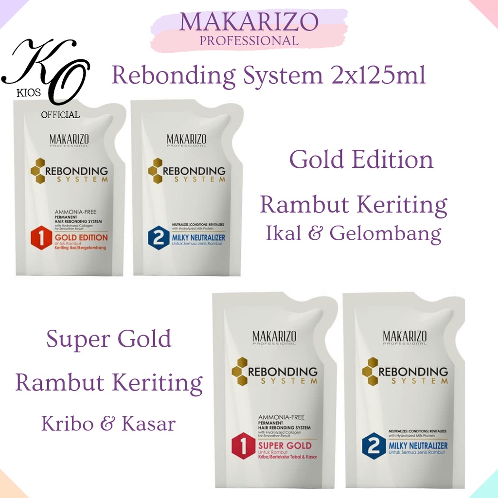 Jual Makarizo Professional Rebonding System Kit Gold Edition & Super Gold 125ml Shopee Indonesia