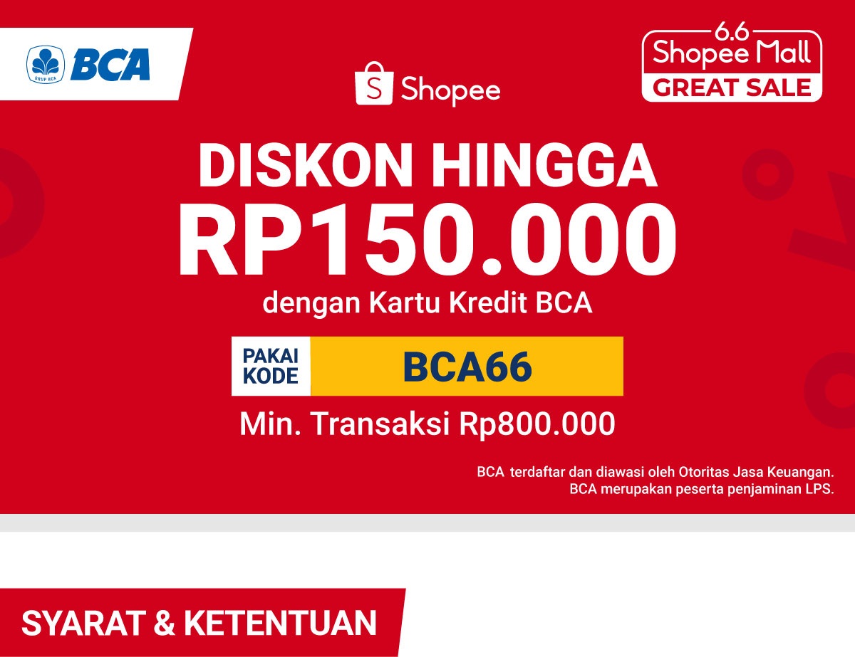 Diskon Hingga 150RB Pakai Kartu Kredit BCA Visa/Mastercard, BCA JCB Black, dan Kartu BCA AMEX