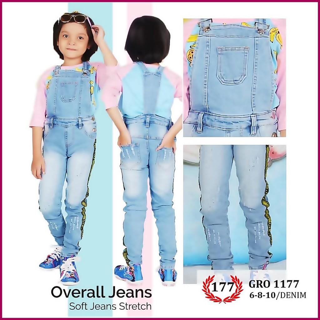 Baju Celana Kodok Levis Biru Overall Jeans Denim Anak Perempuan Usia Umur 5 6 7 8 9 10 GRN159N