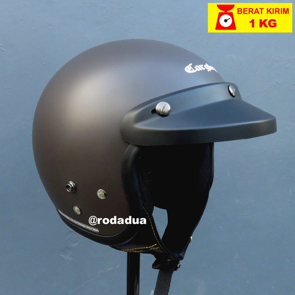 Jual Helm Retro Cargloss Warna Coklat Doff | Shopee Indonesia