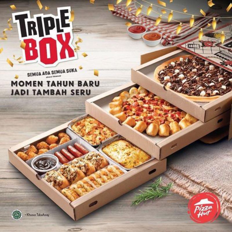 Jual Pizza Hut Triple Box Shopee Indonesia