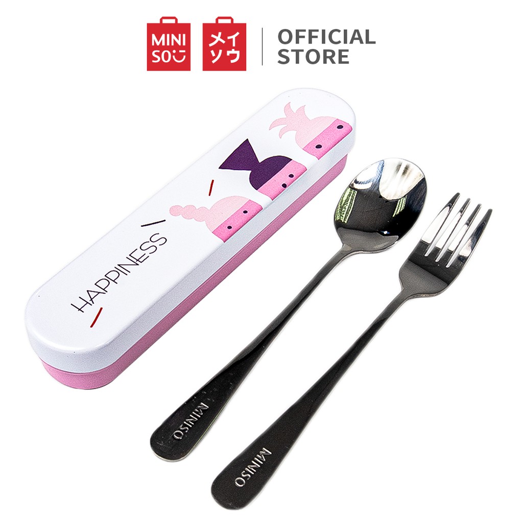 Jual Miniso Set Sendok Garpu Sumpit Travel Portable 2pcs Stainless