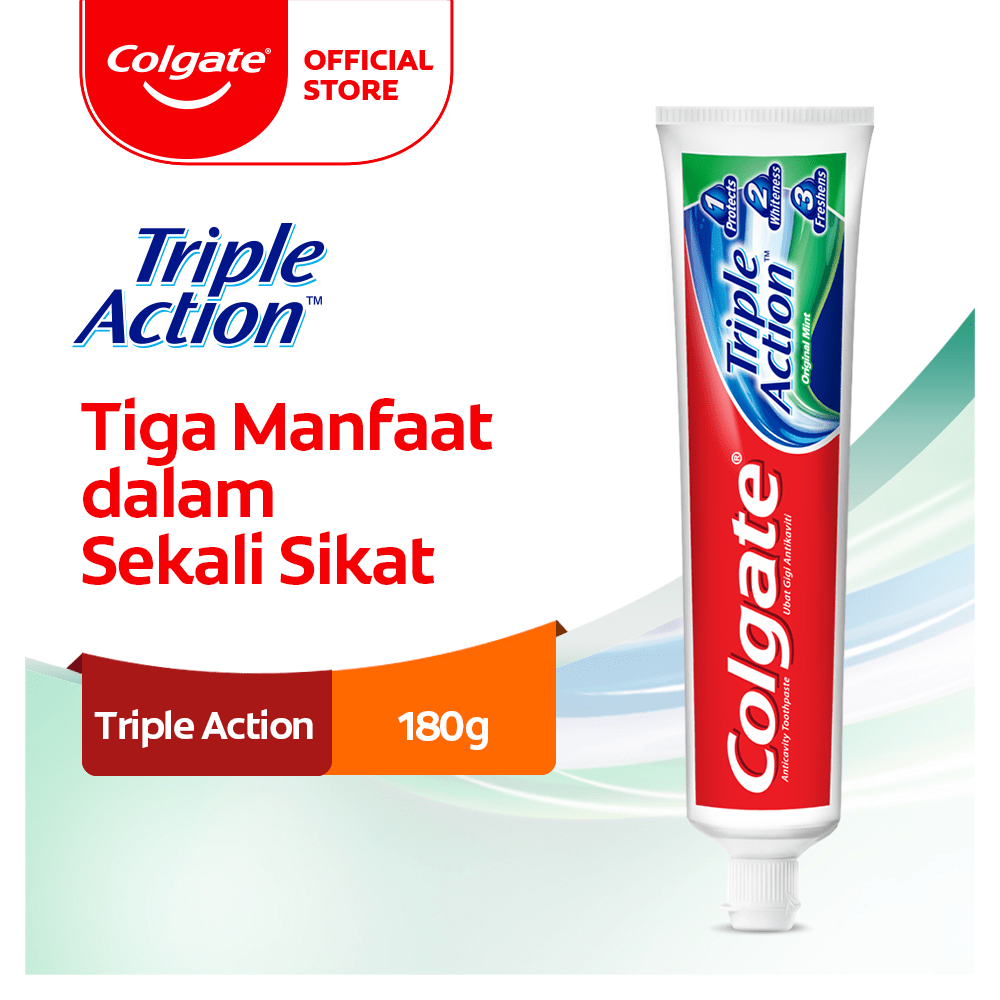Colgate Triple Action Toothpaste 180g - Pasta Gigi | Shopee Indonesia