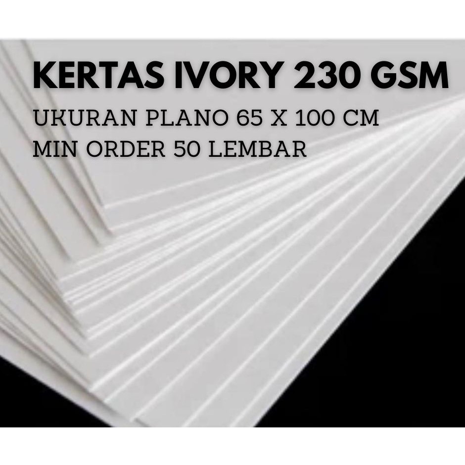 Jual KERTAS IVORY 230 GSM, UKURAN PLANO 65 X 100 CM, HARGA GROSIR