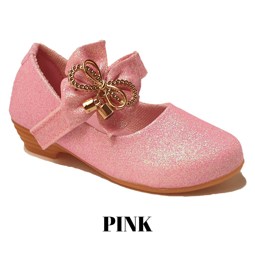 Sepatu Pesta Anak Perempuan Heels Metalik Pita Hak Murah Lokal SAP27