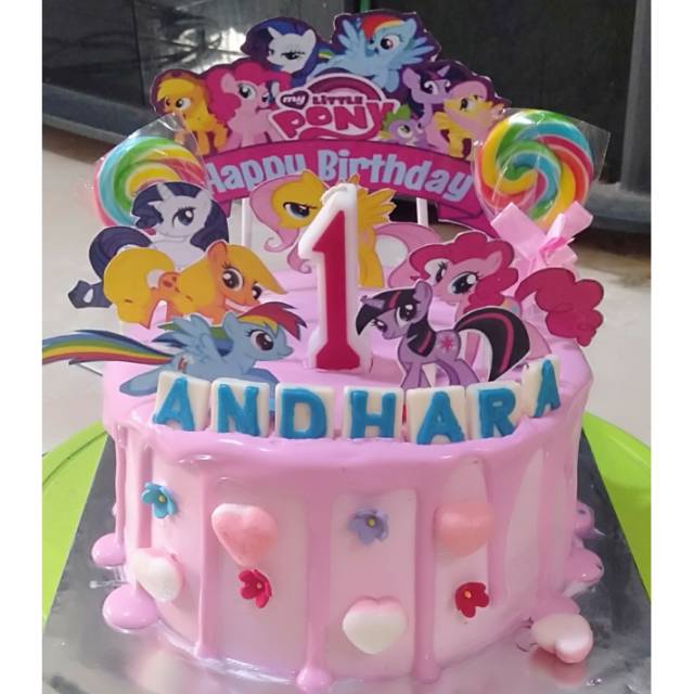 Kue tart/kue ulang tahun little pony motif buttercream siram Shopee