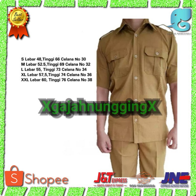 Jual Setelan Seragam Baju Pemda PNS PDH Pria Warna Coklat Muda krem  berkualitas Murah Bandung Indonesia|Shopee Indonesia